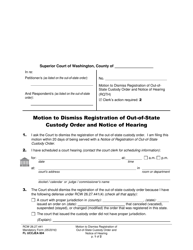 Form FL UCCJEA804 Motion to Dismiss Registration of Out-of-State Custody Order and Notice of Hearing - Washington