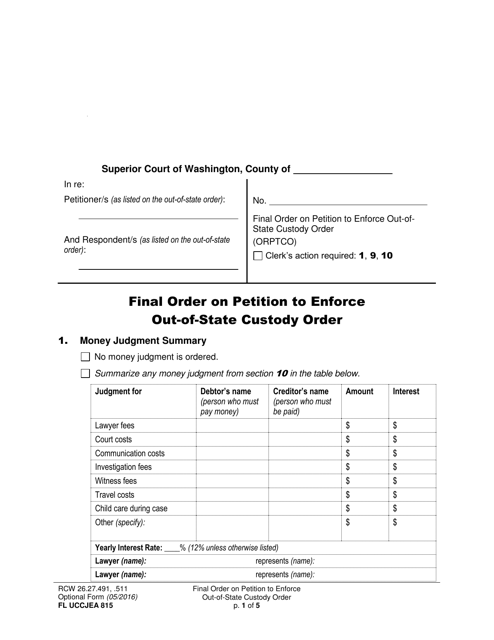 Form FL UCCJEA815  Printable Pdf