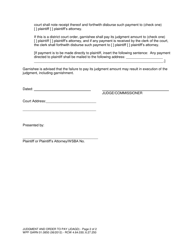 Form WPF GARN01.0850 Judgment on Answer and Order to Pay (Jdagd) - Washington, Page 2
