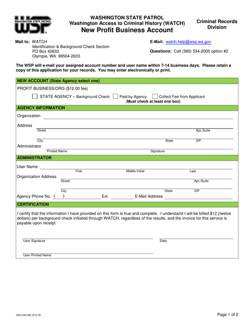 Form 3000-240-065  Printable Pdf