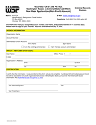 Form 3000-240-062 &quot;New User Application (Non-profit Account)&quot; - Washington