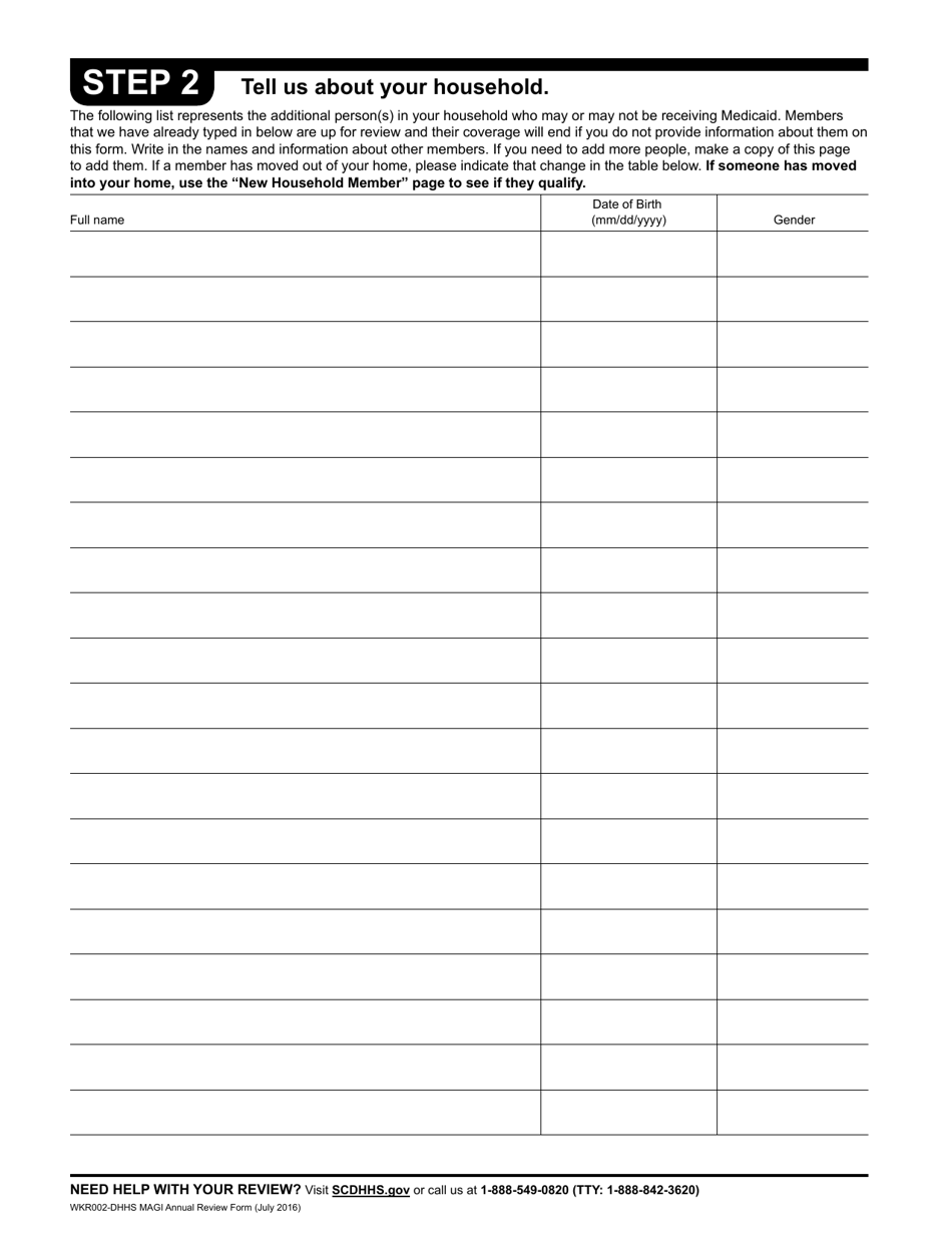 Form WKR002 Annual Review Form - South Carolina, Page 4