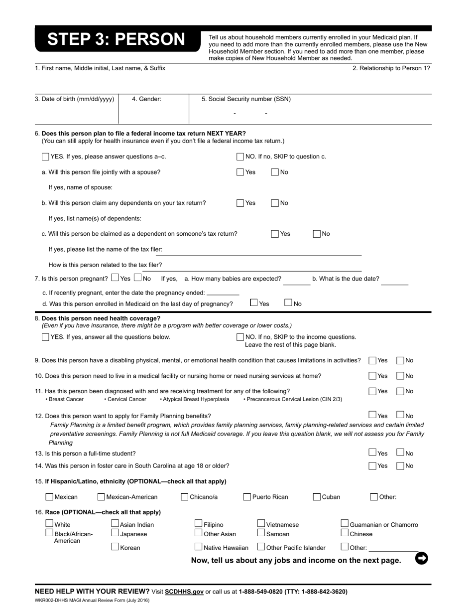 Form WKR002 Annual Review Form - South Carolina, Page 8