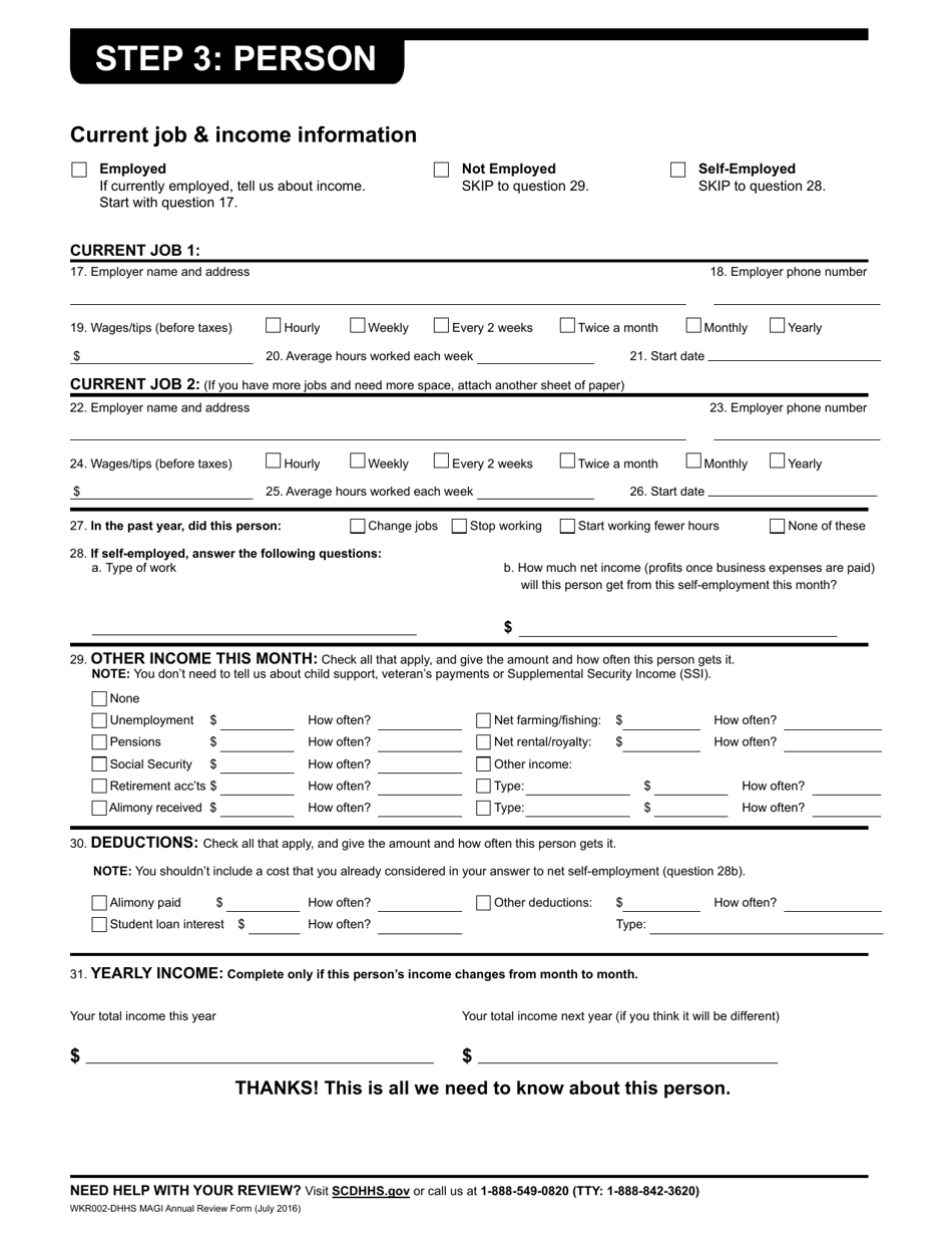 Form WKR002 Annual Review Form - South Carolina, Page 9