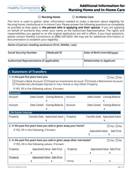 DHHS Form 3400-B &quot;Additional Information for Nursing Home and in-Home Care&quot; - South Carolina