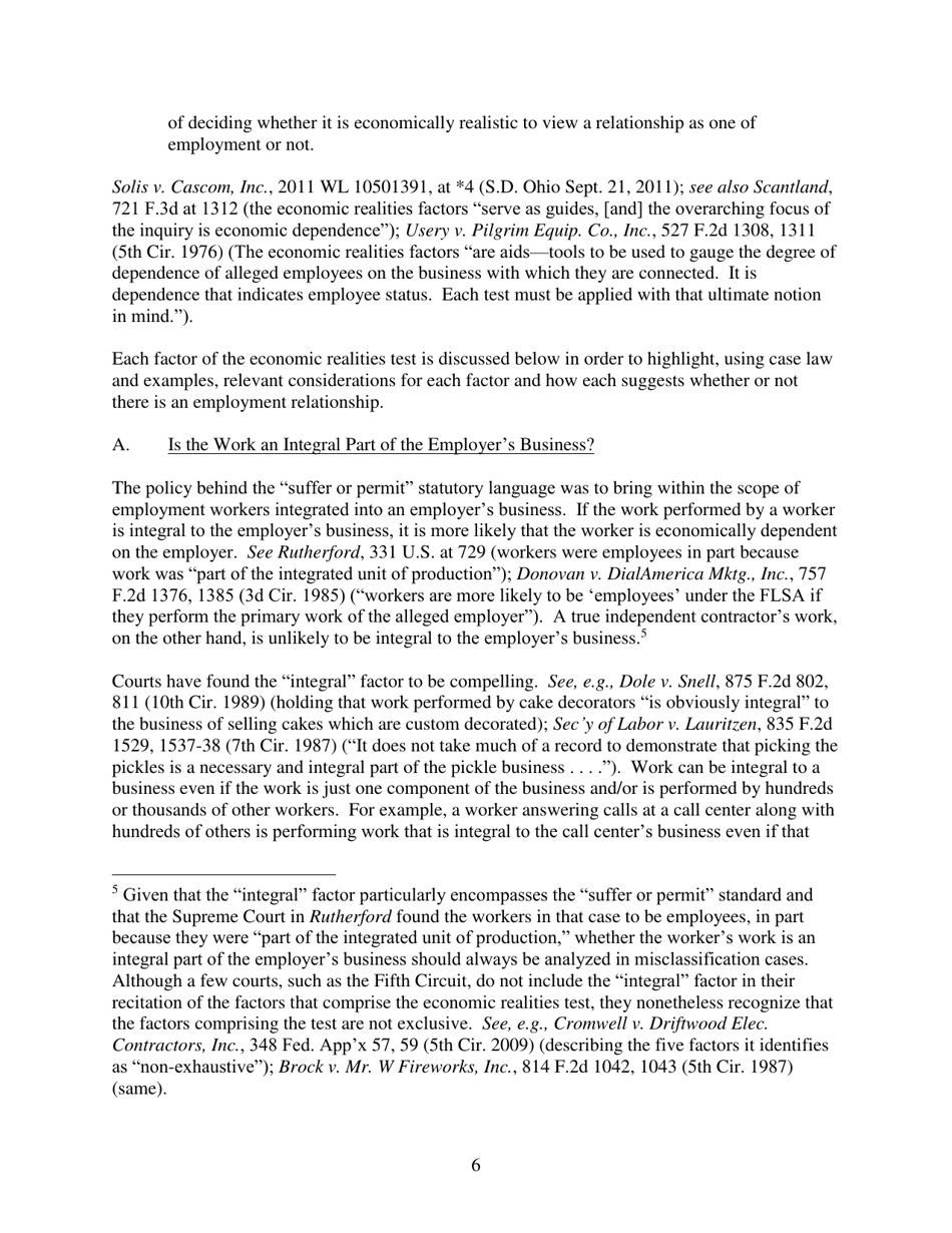 Administrators Interpretation No. 2015-1 - the Application of the Fair Labor Standards Acts suffer or Permit Standard in the Identification of Employees Who Are Misclassified as Independent Contractors, Page 6