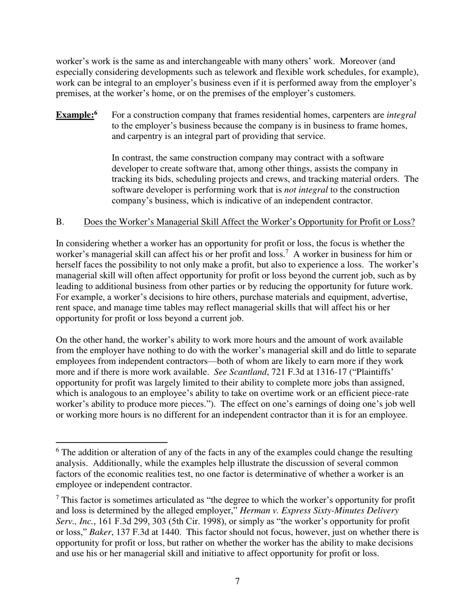 Administrators Interpretation No. 2015-1 - the Application of the Fair Labor Standards Acts suffer or Permit Standard in the Identification of Employees Who Are Misclassified as Independent Contractors, Page 7