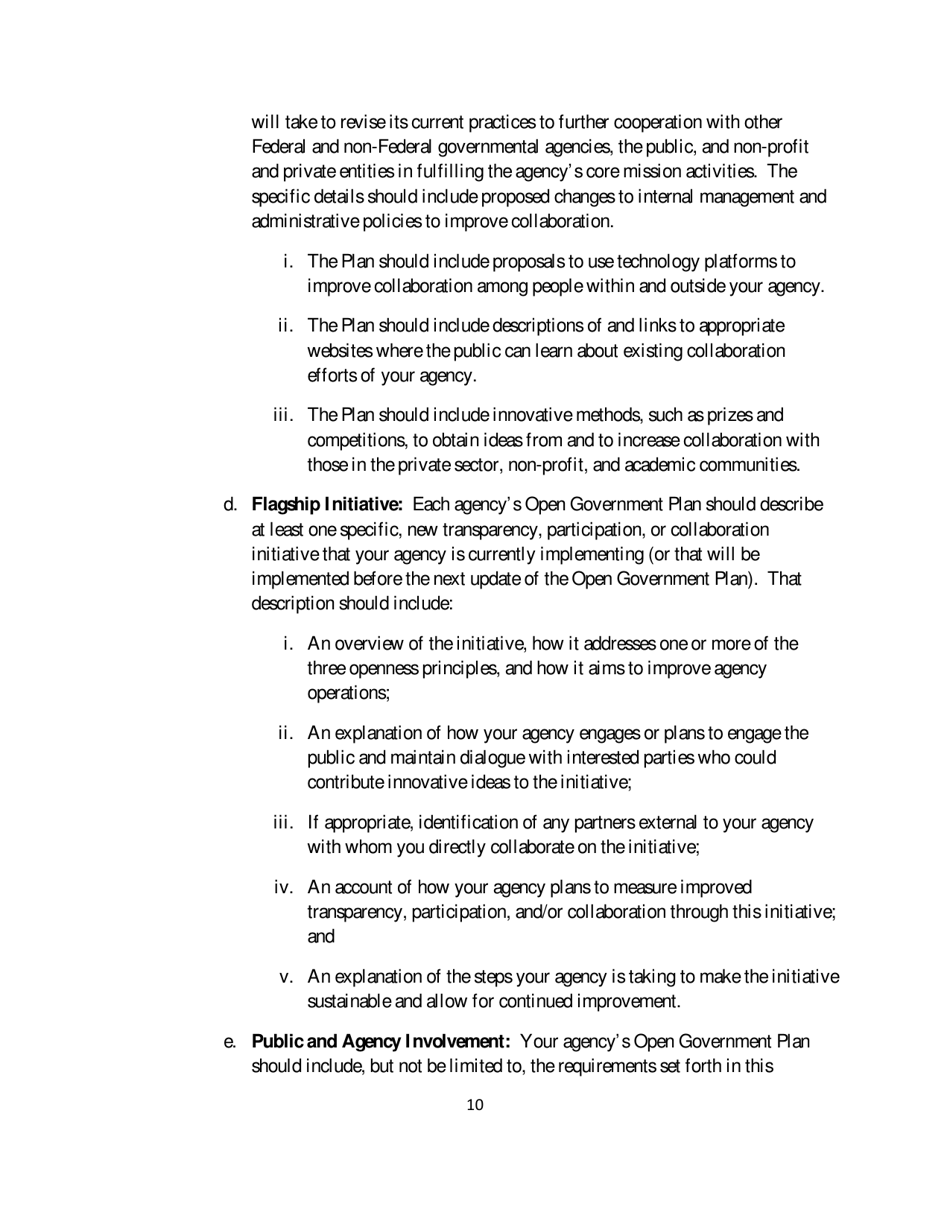 M-10-06 - Memorandum for the Heads of Executive Departments and Agencies (Open Government Directive), Page 10