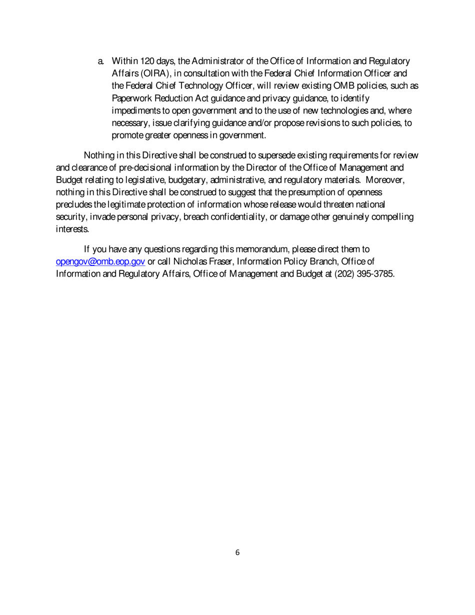 M-10-06 - Memorandum for the Heads of Executive Departments and Agencies (Open Government Directive), Page 6