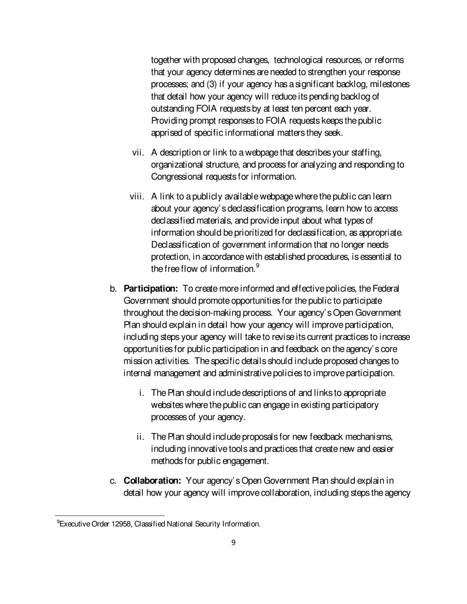 M-10-06 - Memorandum for the Heads of Executive Departments and Agencies (Open Government Directive), Page 9