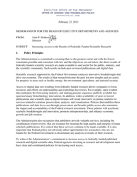 Document preview: Memorandum for the Heads of Executive Departments and Agencies (Increasing Access to the Results of Federally Funded Scientific Research)