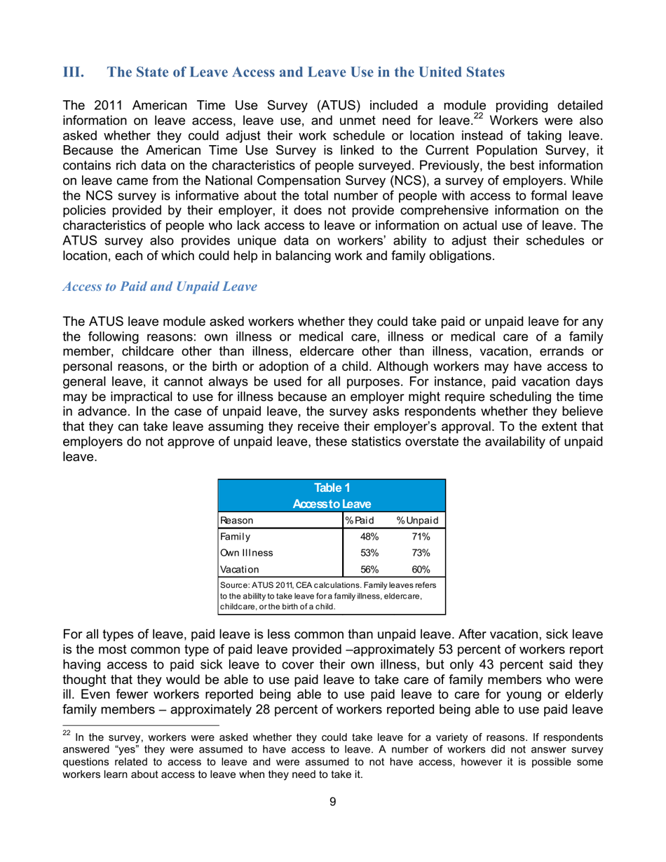 The Economics of Paid and Unpaid Leave - the Council of Economic Advisers, Page 10