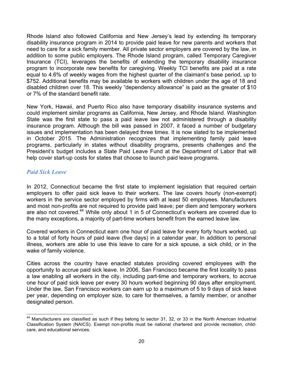 The Economics of Paid and Unpaid Leave - the Council of Economic Advisers, Page 21