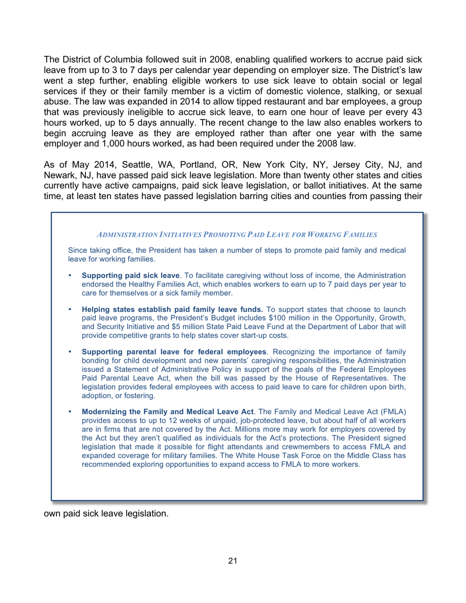 The Economics of Paid and Unpaid Leave - the Council of Economic Advisers, Page 22