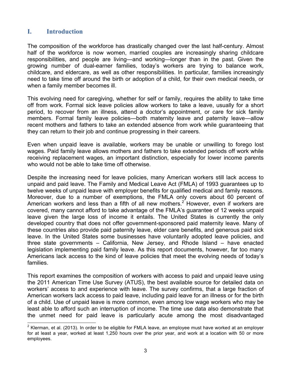 The Economics of Paid and Unpaid Leave - the Council of Economic Advisers, Page 4