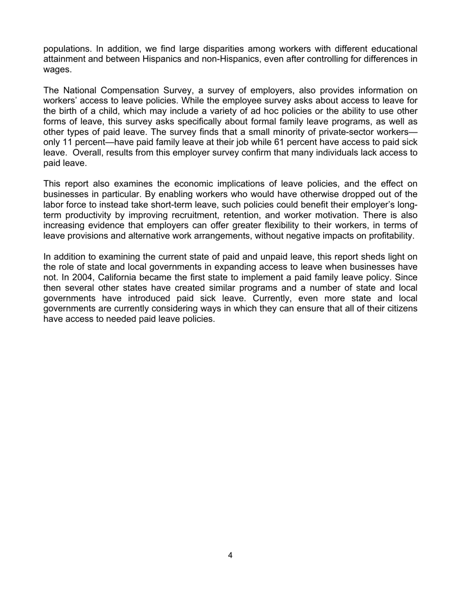 The Economics of Paid and Unpaid Leave - the Council of Economic Advisers, Page 5