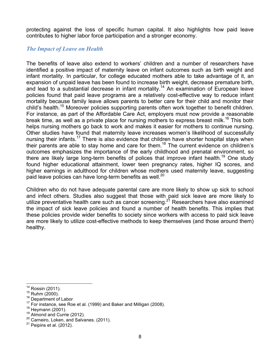 The Economics of Paid and Unpaid Leave - the Council of Economic Advisers, Page 9