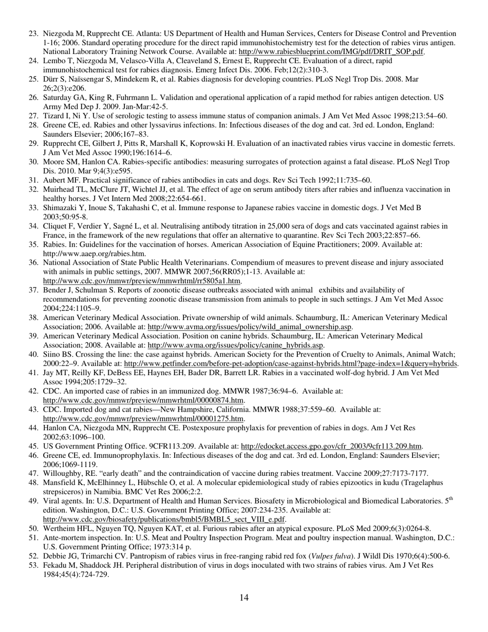 Memorandum (Compendium of Animal Rabies Prevention and Control, 2011) - National Association of State Public Health Veterinarians, Inc., Page 14