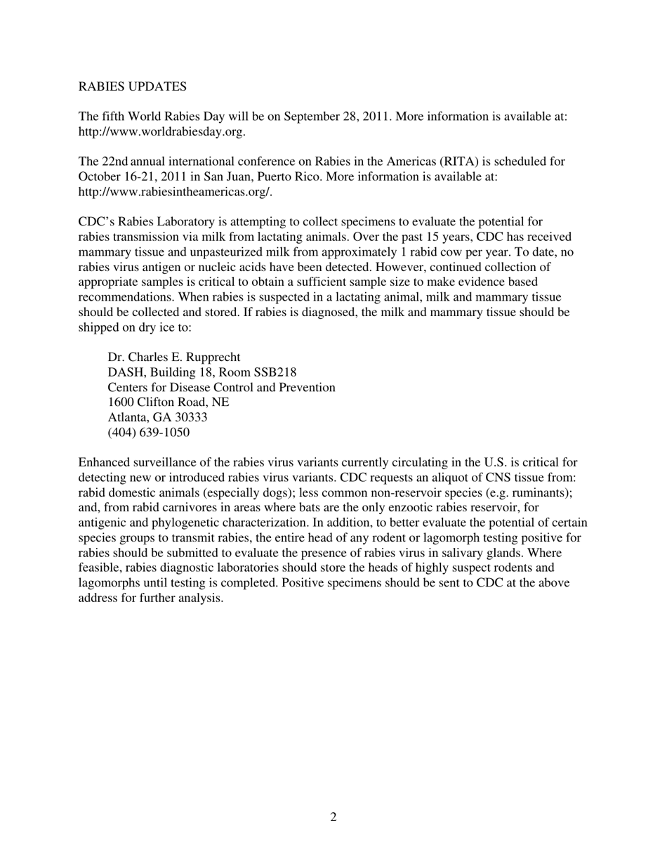 Memorandum (Compendium of Animal Rabies Prevention and Control, 2011) - National Association of State Public Health Veterinarians, Inc., Page 2