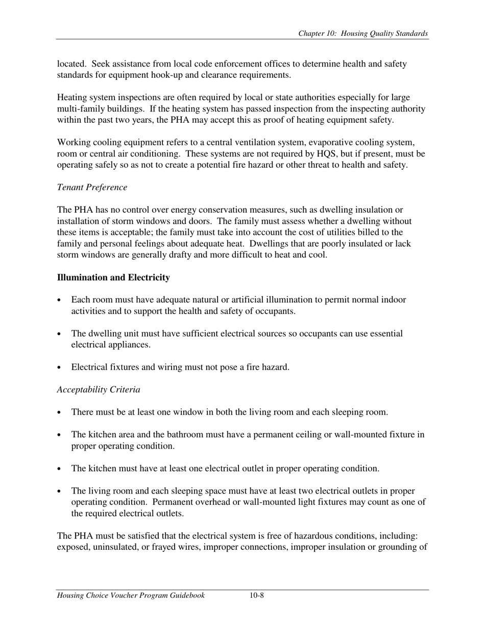 Chapter 10 Housing Quality Standards Housing Choice Voucher Program