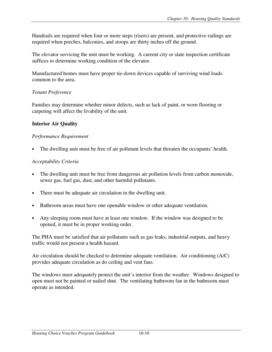 Chapter 10: Housing Quality Standards - Housing Choice Voucher Program Guidebook, Page 12