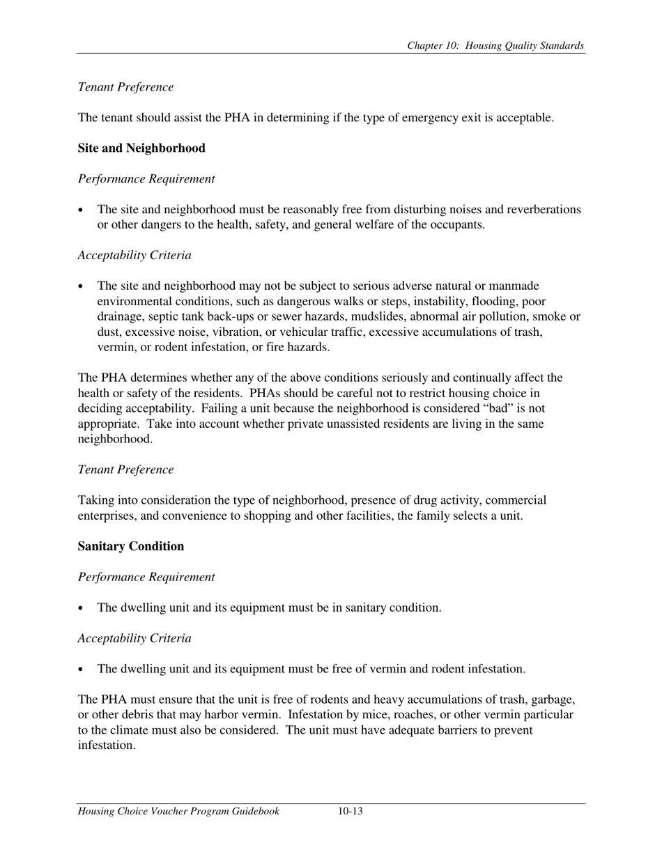 Chapter 10 Housing Quality Standards Housing Choice Voucher Program