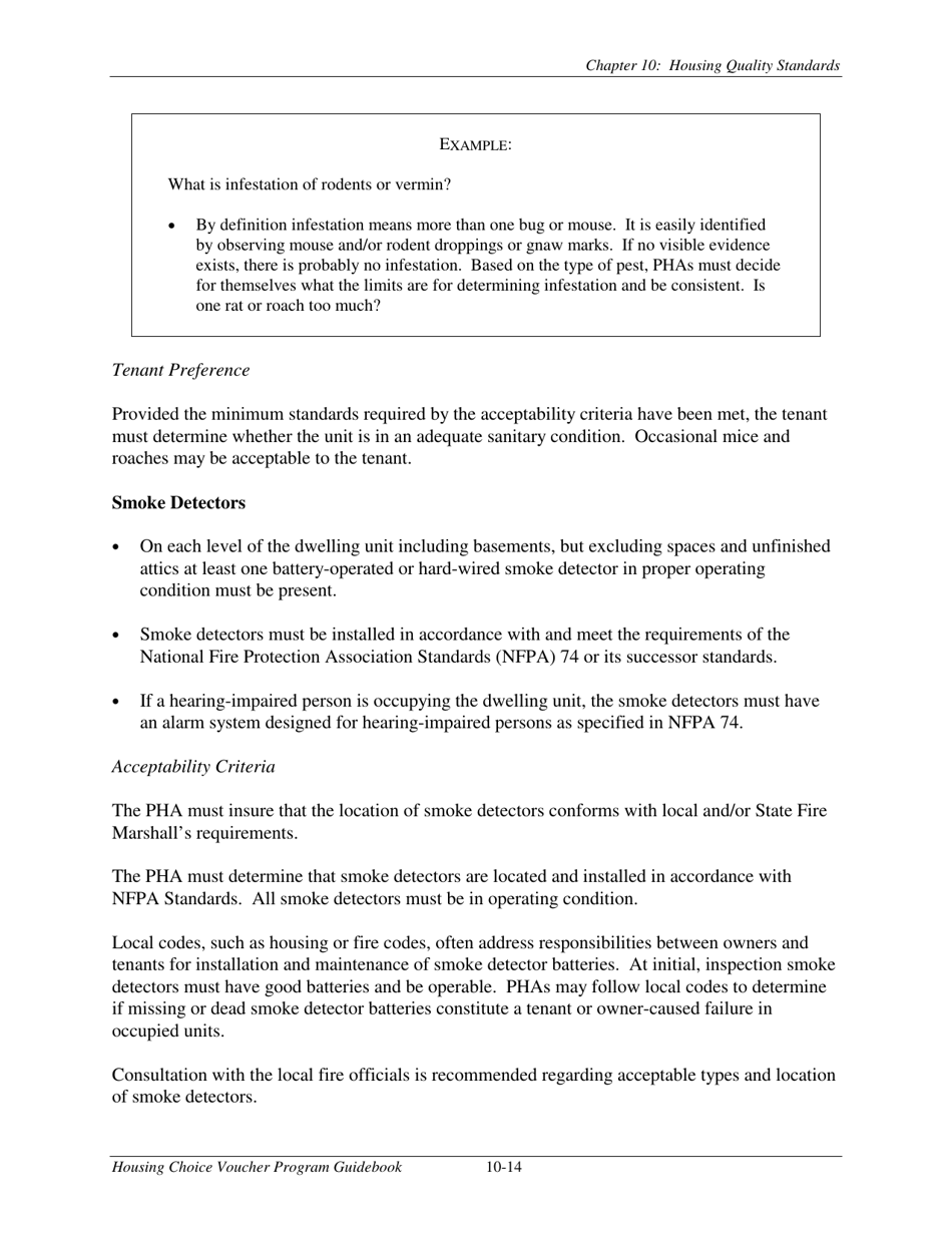 Chapter 10 Housing Quality Standards Housing Choice Voucher Program