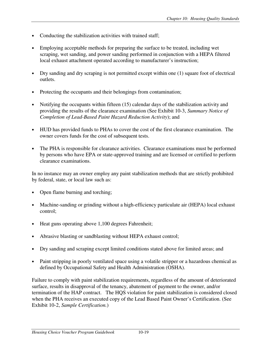 Chapter 10 Housing Quality Standards Housing Choice Voucher Program