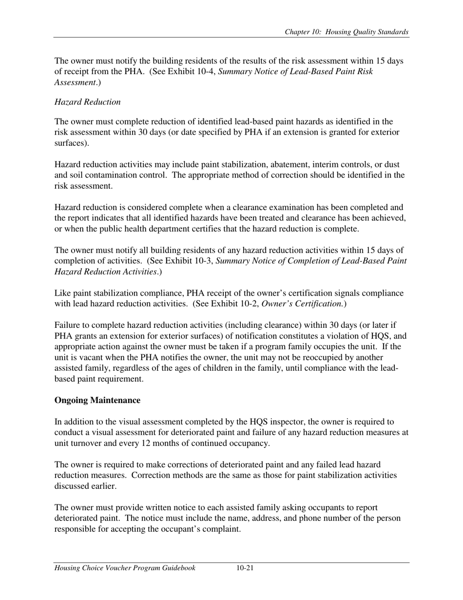 Chapter 10 Housing Quality Standards Housing Choice Voucher Program