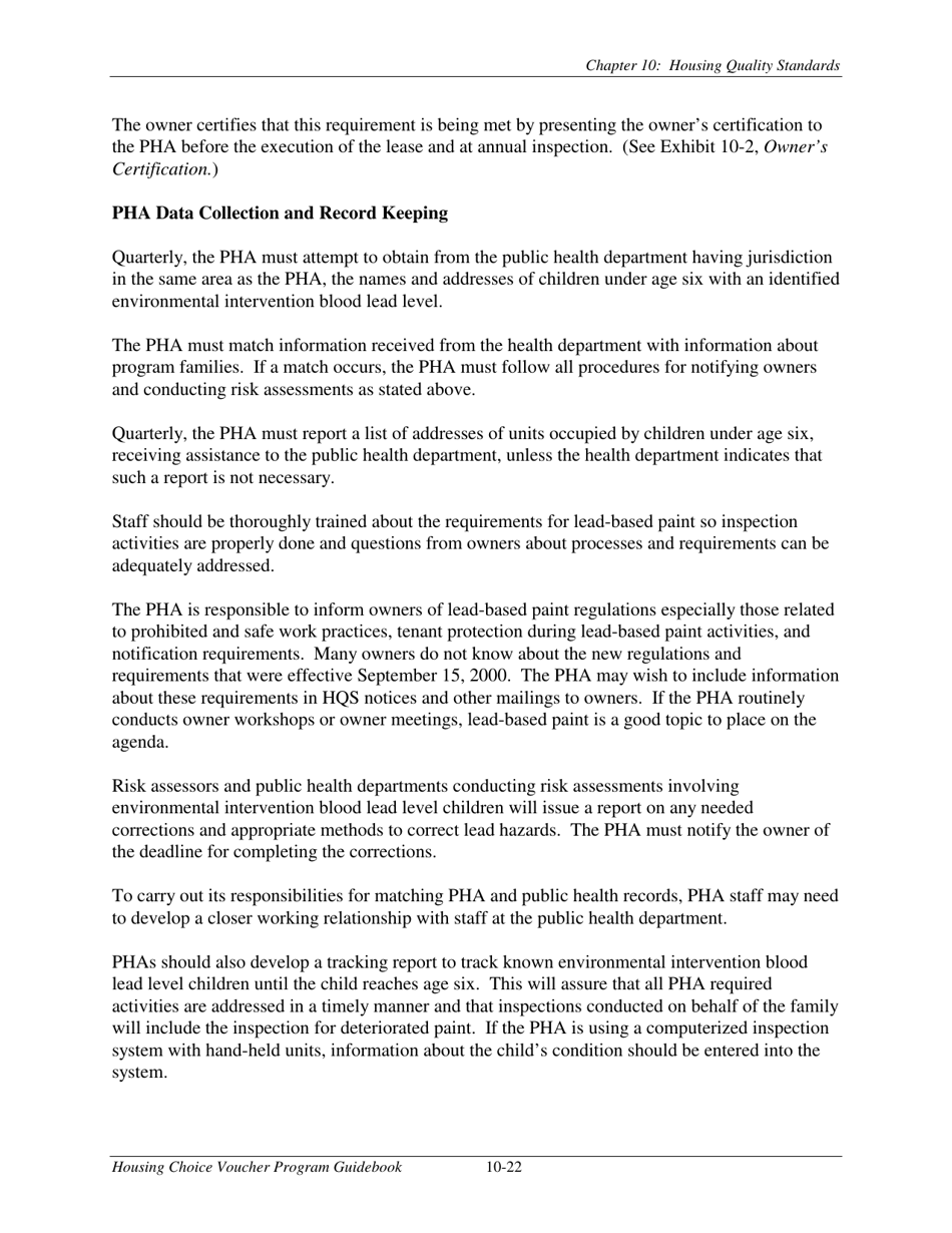 Chapter 10 Housing Quality Standards Housing Choice Voucher Program