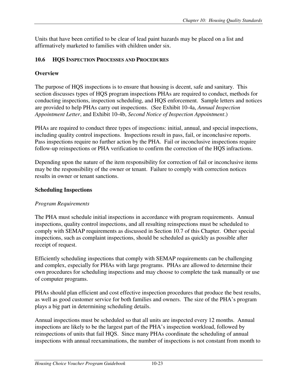 Chapter 10 Housing Quality Standards Housing Choice Voucher Program