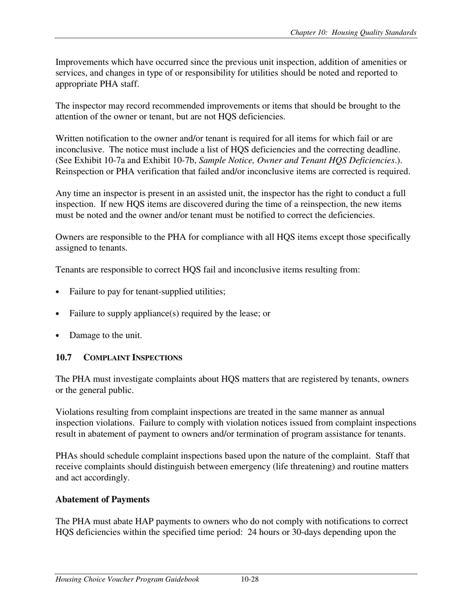 Chapter 10 Housing Quality Standards Housing Choice Voucher Program