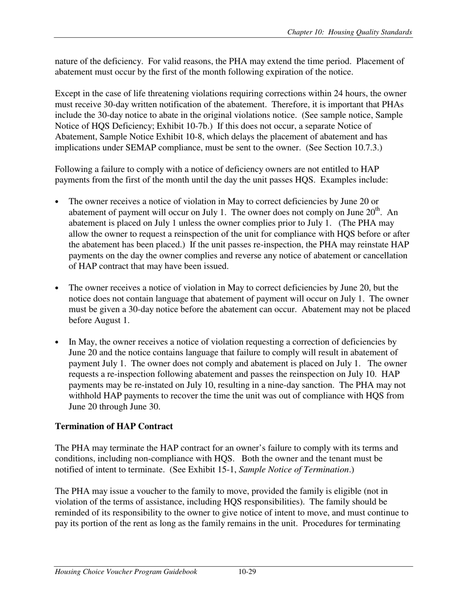 Chapter 10 Housing Quality Standards Housing Choice Voucher Program