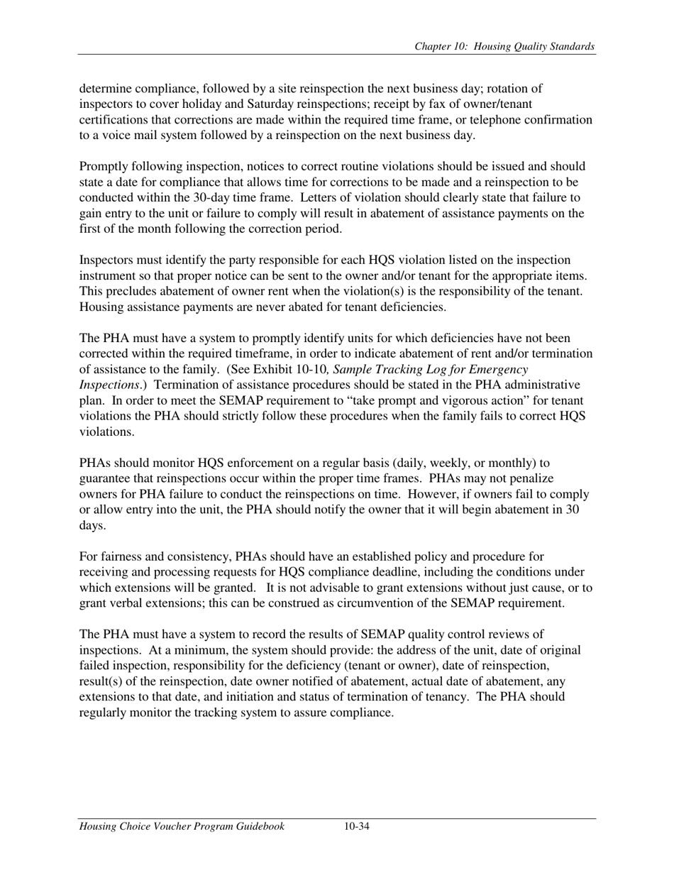 Chapter 10 Housing Quality Standards Housing Choice Voucher Program