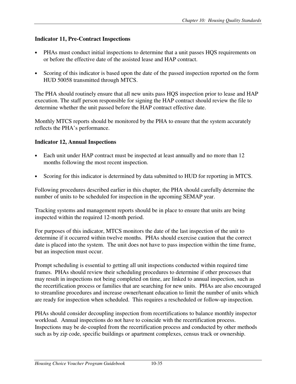 Chapter 10 Housing Quality Standards Housing Choice Voucher Program