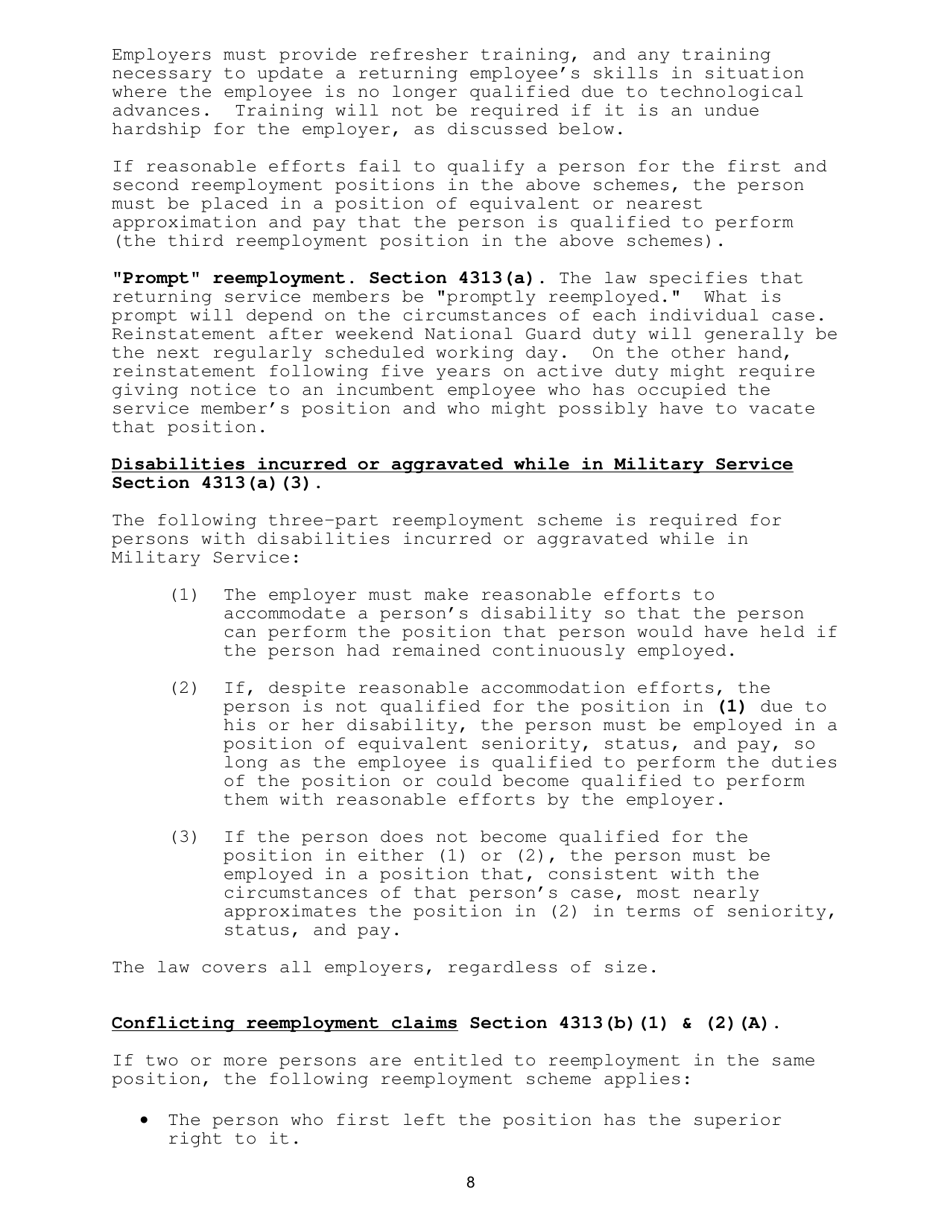 A Non-technical Resource Guide to the Uniformed Services Employment and Reemployment Rights Act (Userra), Page 10