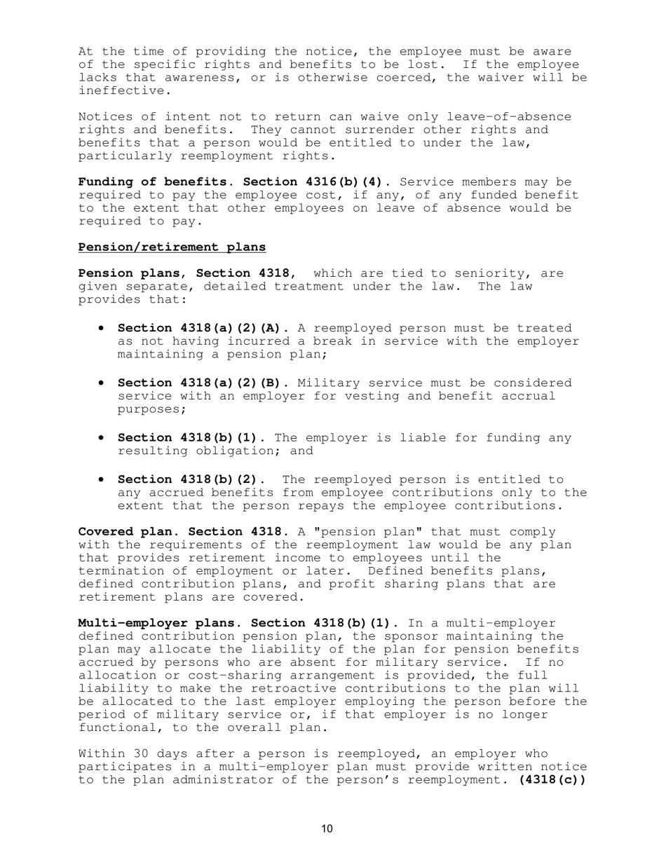 A Non-technical Resource Guide to the Uniformed Services Employment and Reemployment Rights Act (Userra), Page 12