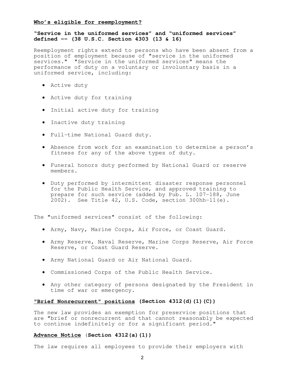 A Non-technical Resource Guide to the Uniformed Services Employment and Reemployment Rights Act (Userra), Page 4