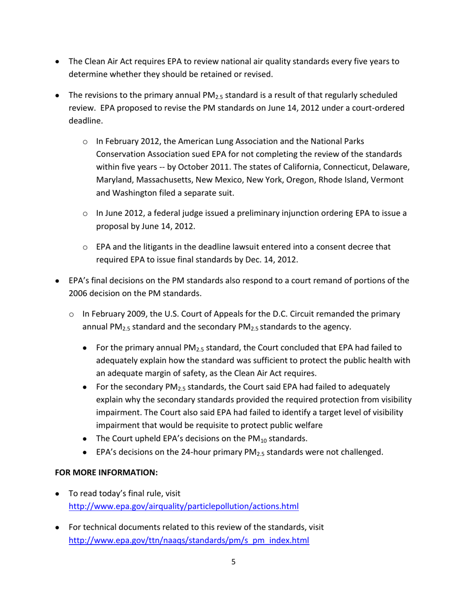 The National Ambient Air Quality Standards for Particle Pollution: Revised Air Quality Standards for Particle Pollution and Updates to the Air Quality Index (Aqi), Page 5