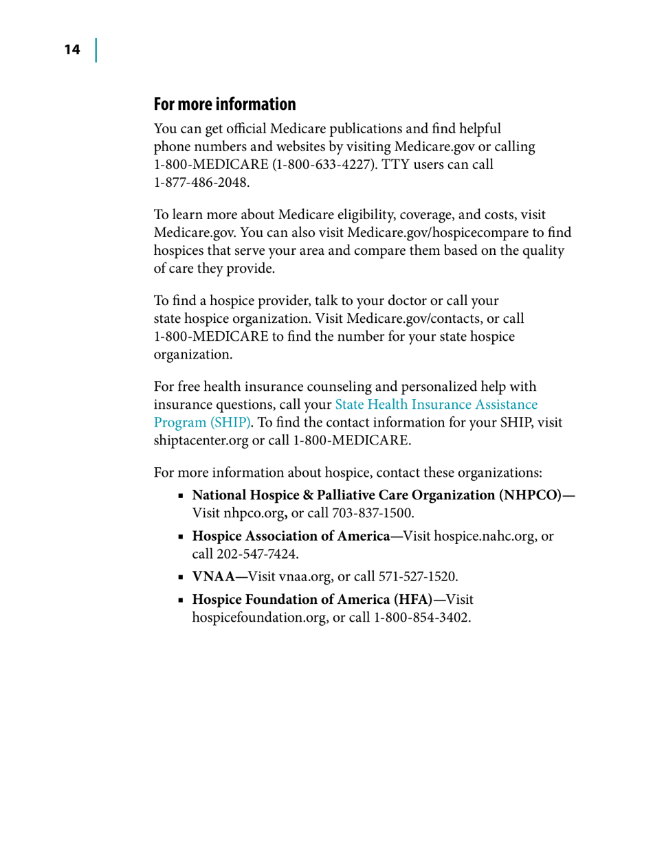 Medicare Hospice Benefits, Page 14