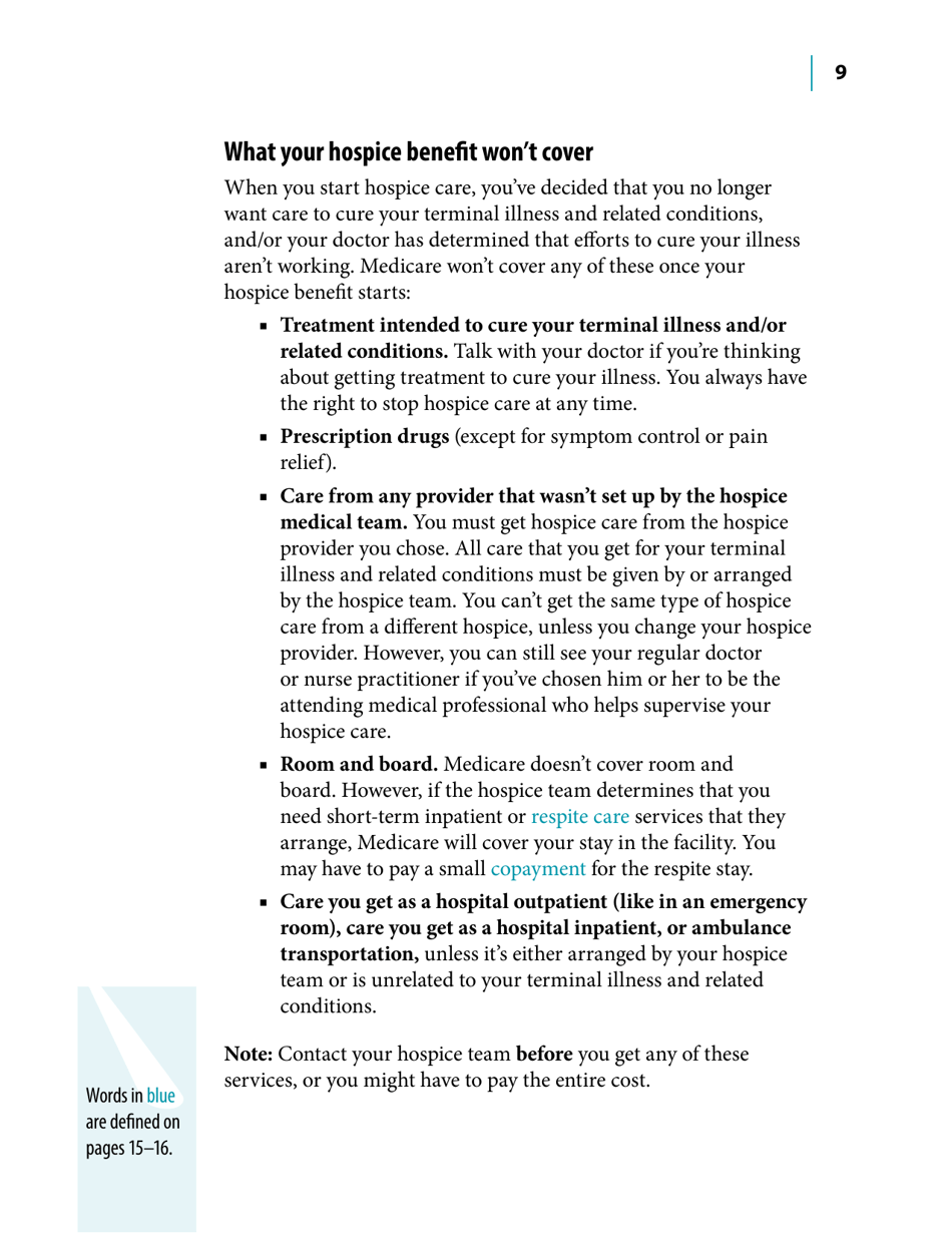 Medicare Hospice Benefits, Page 9