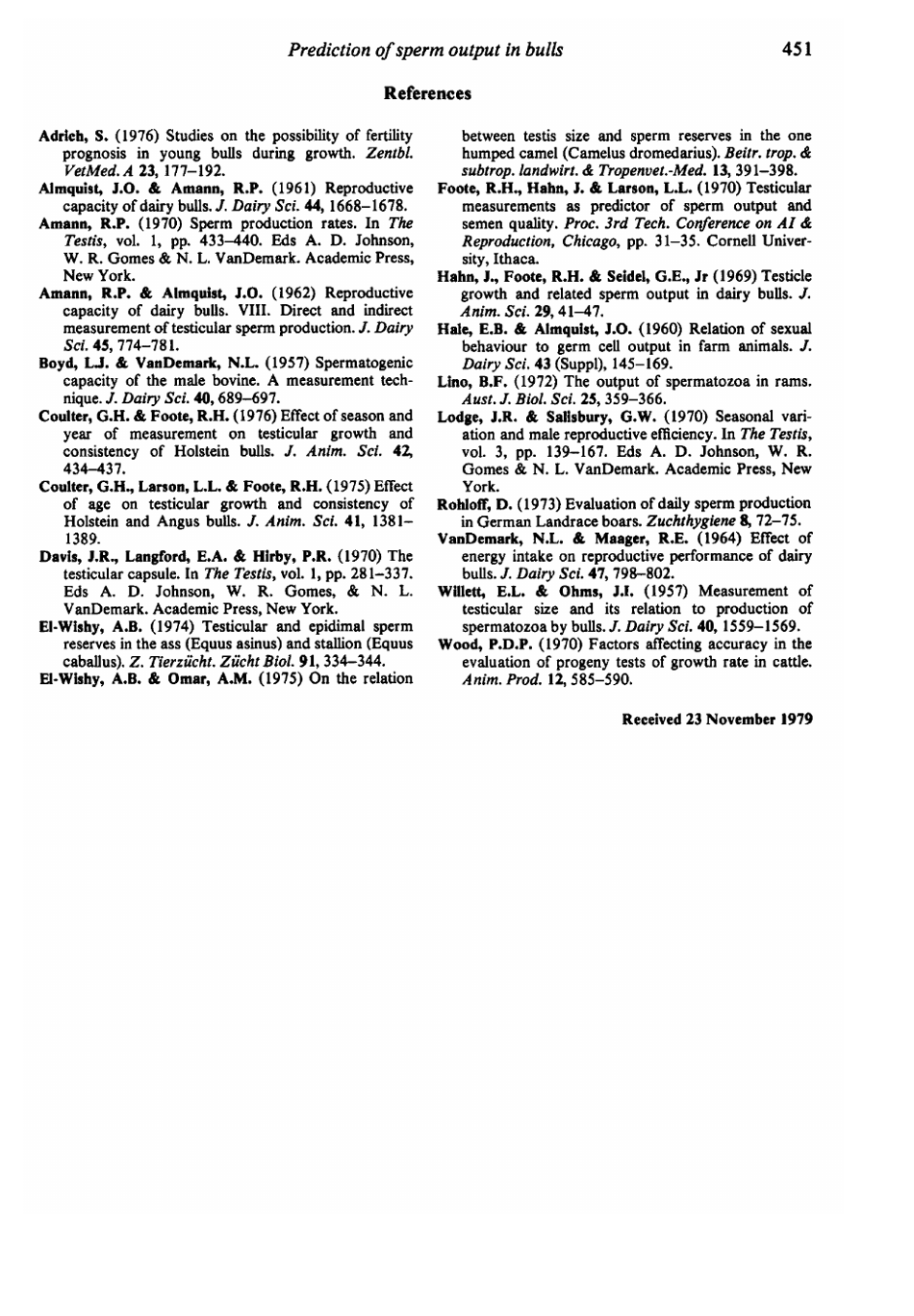 Association Between Scrotal Circumference, Live Weight and Sperm Output in Cattle - a. P. Carter, P. D. P. Wood and Penelope a. Wright - United Kingdom, Page 5