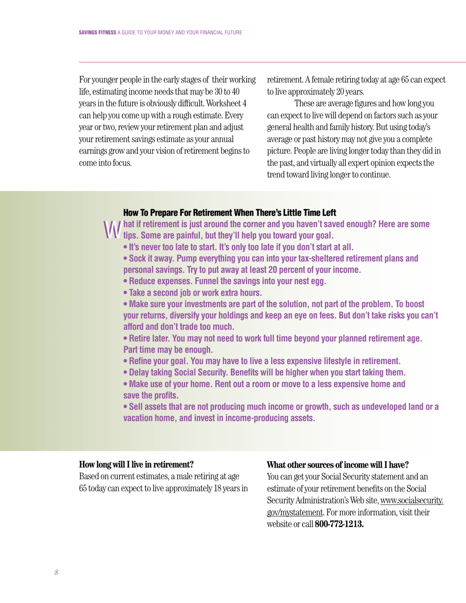 Savings Fitness: a Guide to Your Money and Your Financial Future, Page 10