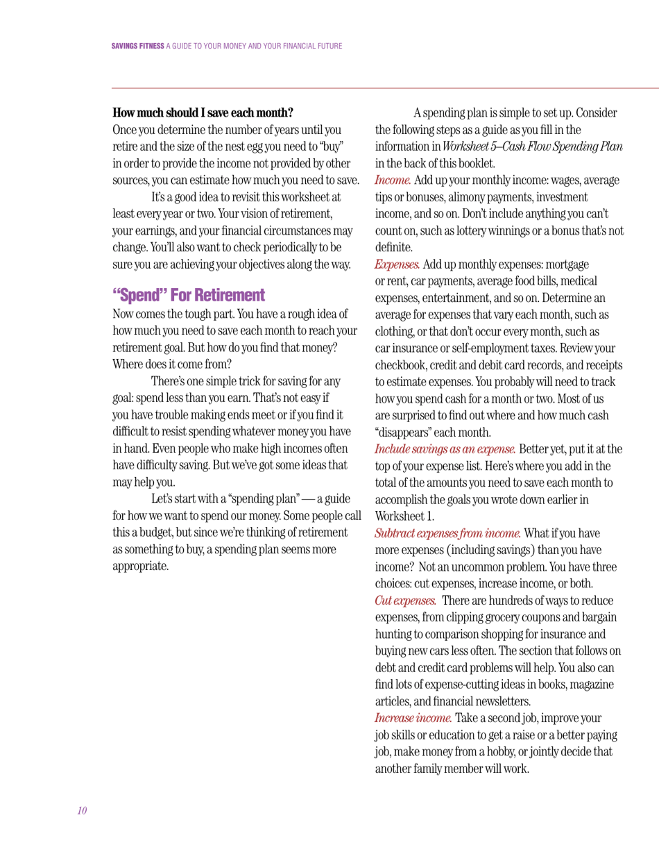 Savings Fitness: a Guide to Your Money and Your Financial Future, Page 12