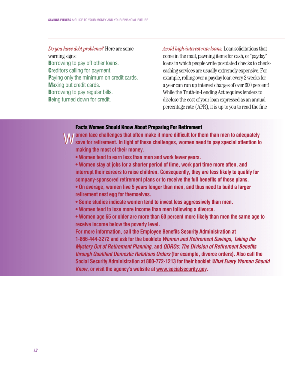 Savings Fitness: a Guide to Your Money and Your Financial Future, Page 14