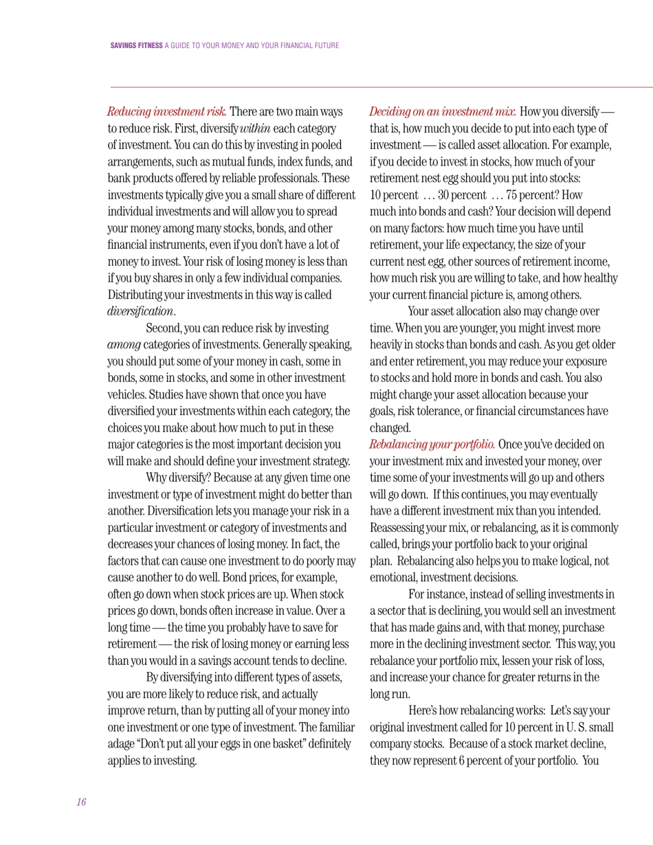 Savings Fitness: a Guide to Your Money and Your Financial Future, Page 18