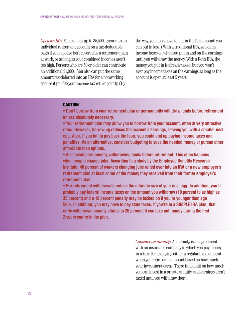 Savings Fitness: a Guide to Your Money and Your Financial Future, Page 24