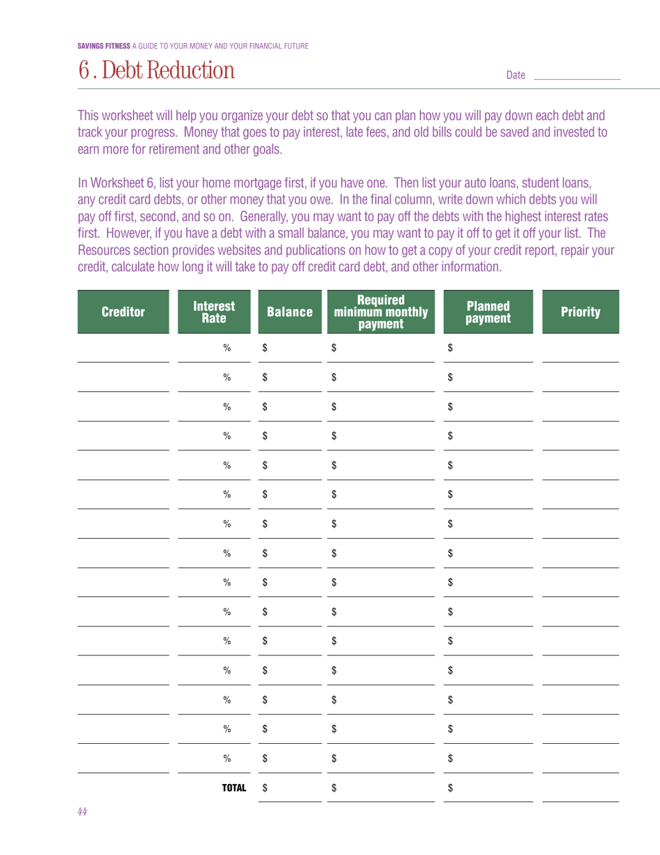 Savings Fitness: a Guide to Your Money and Your Financial Future, Page 46