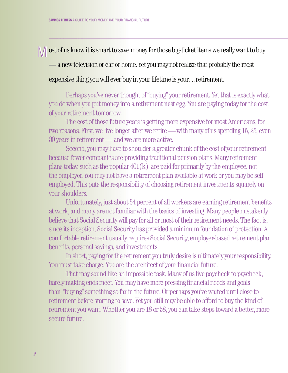 Savings Fitness: a Guide to Your Money and Your Financial Future, Page 4