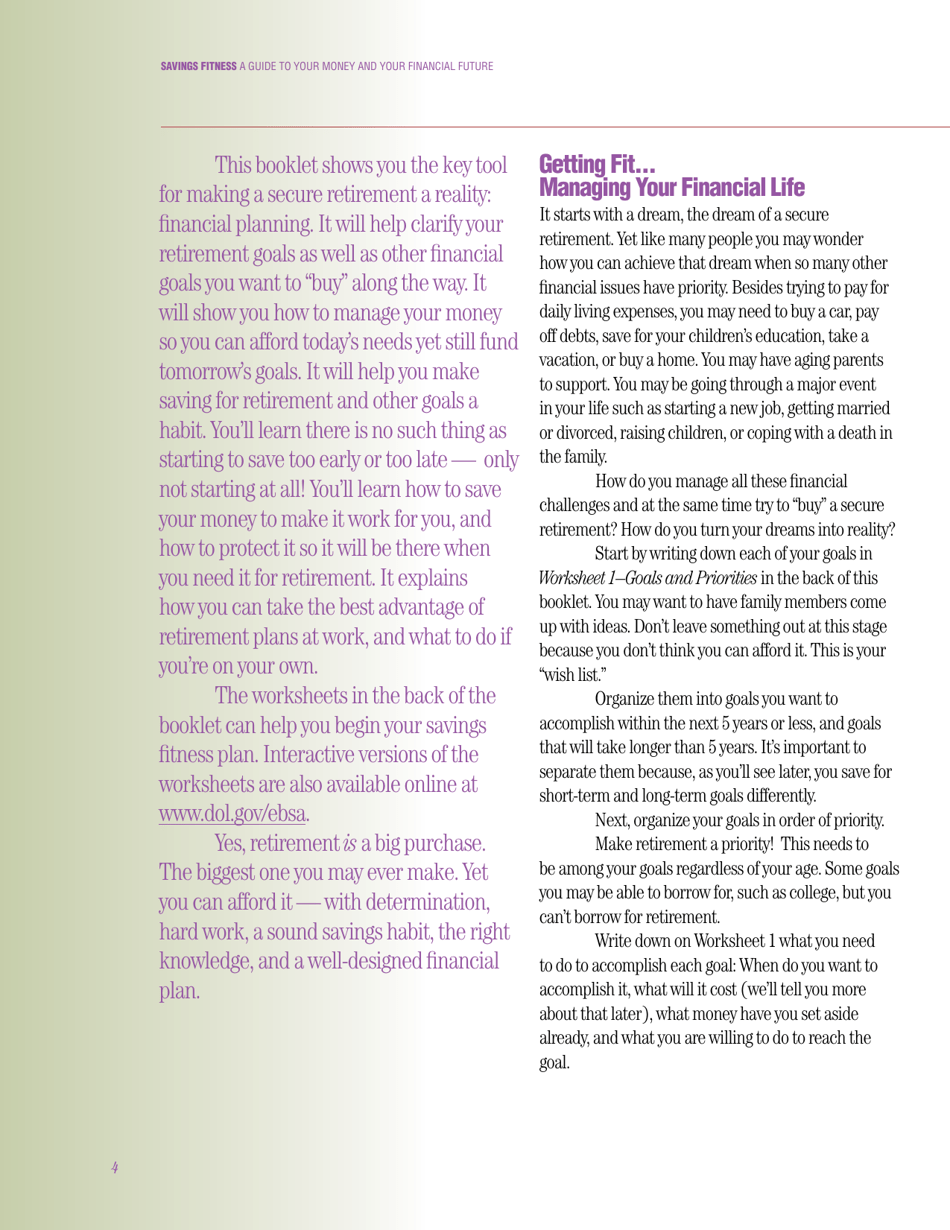 Savings Fitness: a Guide to Your Money and Your Financial Future, Page 6